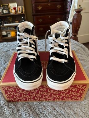 Vans Black and White High-Top Skate Sneakers